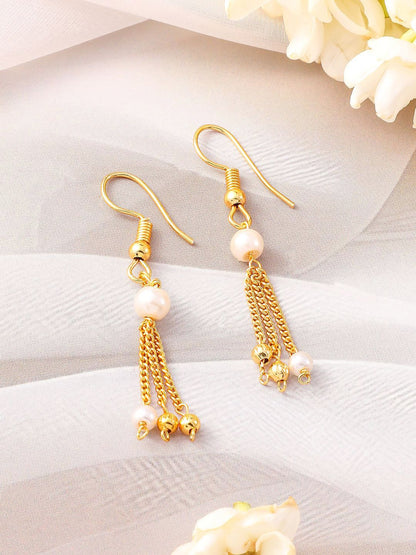Dhiyona RJ Women's 18K Gold-Plated Multilayer Pearl Beaded Necklace Set with Matching Earrings