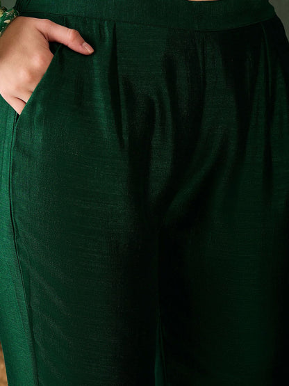 Dhiyona SN Women's Floral Embroidered Thread Work Straight Kurta With Trousers & Dupatta