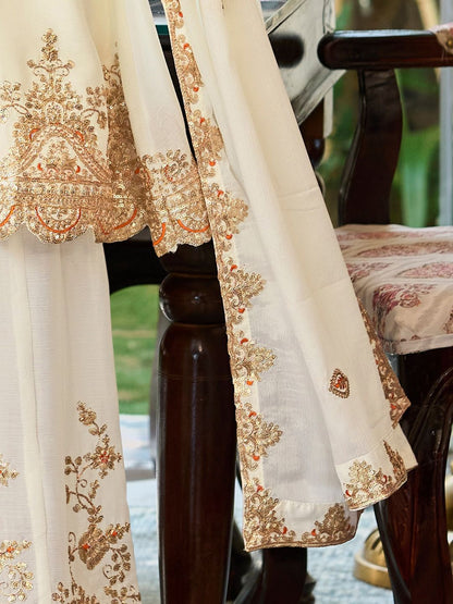 Ethnic Motifs Embroidered Sequinned Straight Kurta With Palazzos & Dupatta