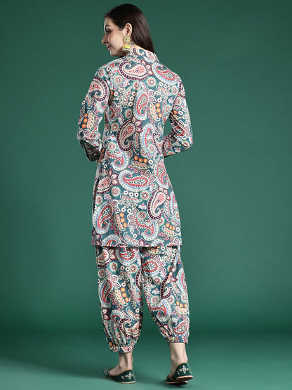 Dhiyona IE Paisley Printed Pure Cotton Kurta with Salwar