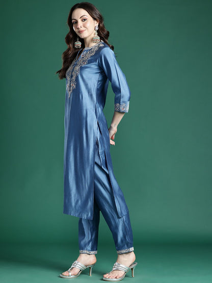 Dhiyona IE Ethnic Motifs Embroidered Kurta with Trousers & Dupatta
