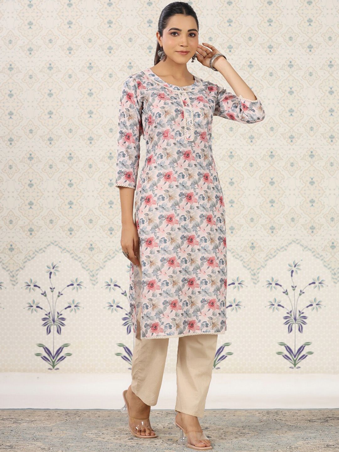 Dhiyona OD  Floral Printed Straight Kurta