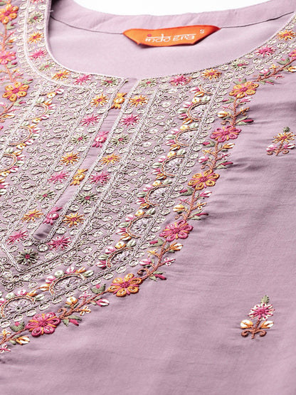 Dhiyona IE Floral Embroidered Kurta with Trousers & Dupatta