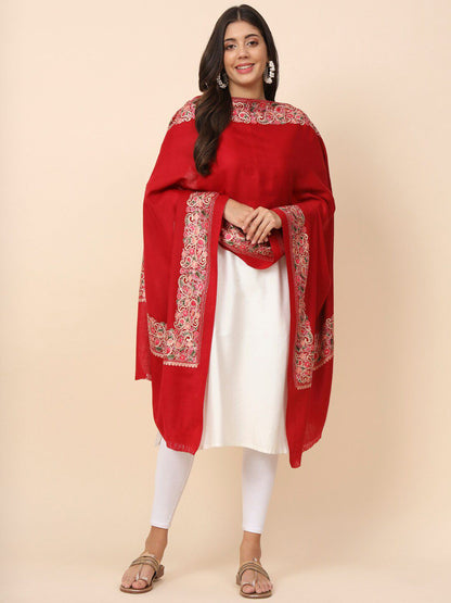 Dhiyona PA Floral Embroidered Pure Woolen Shawl