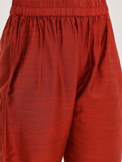 Dhiyona VA Women'sYoke Design Ethnic Motifs Straight Kurta & Trousers With Dupatta