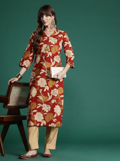 Dhiyona IE Floral Printed Pure Cotton Kurta