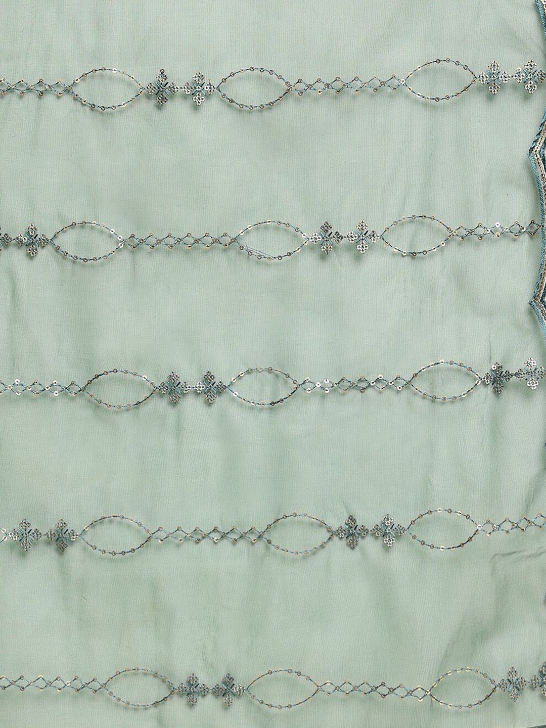 Dhiyona IS Women's Printed Green Empire Gotta Patti Pure Cotton Kurta with Trousers & Dupatta