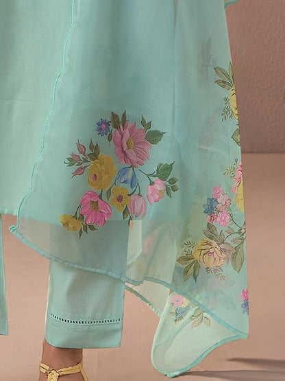 Women Floral Embroidered Regular Thread Work Kurta with Trousers & With Dupatta