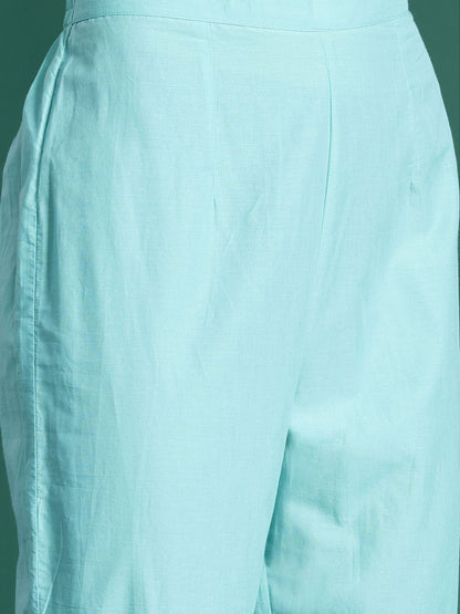 Dhiyona IE Women Floral Printed Regular Mirror Work Pure Cotton Kurta with Trousers & With Dupatta