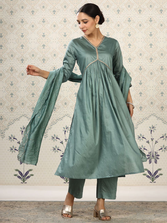 Dhiyona OD  Gotta Patti Empire Kurta with Trousers & Dupatta