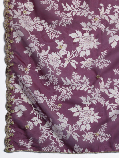 Dhiyona IE Floral Embroidered Kurta With Trousers & Dupatta