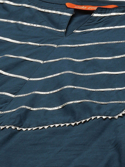 Women Gotta Patti Pure Cotton Kurta With Palazzos & Dupatta