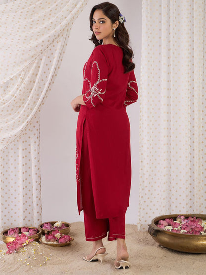Dhiyona IE Embroidered Three-Quarter Sleeves Tunic With Palazzo
