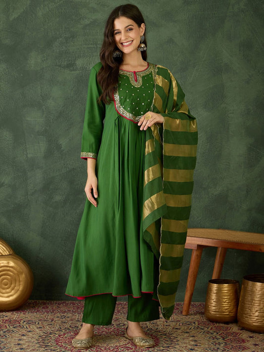 Dhiyona KA Women Embroidered A-Line Kurta Set