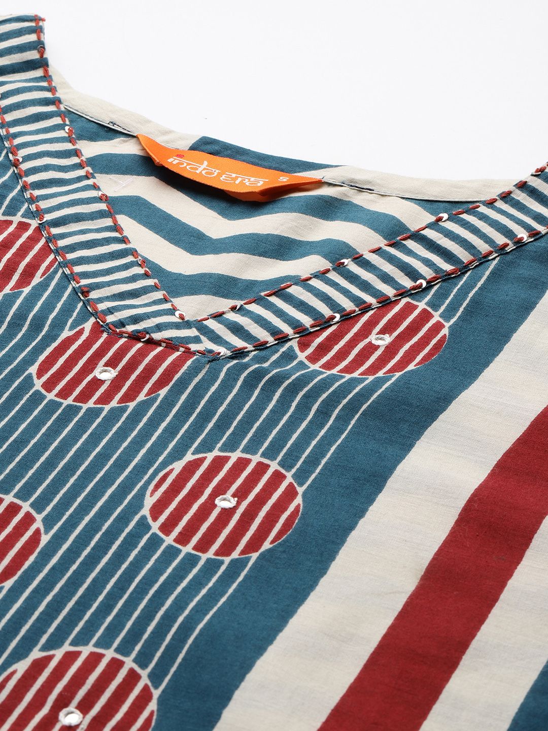 Striped Pure Cotton Kurta With Trousers & Dupatta