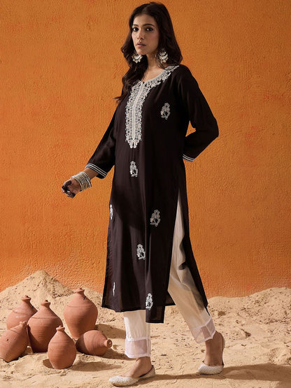 Dhiyona IE Ethnic Motifs Embroidered Straight Kurta