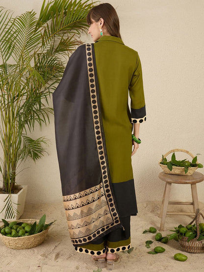 Women Printed Regular Kurta with Palazzos & With Dupatta