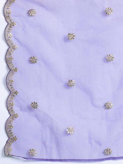 Dhiyona IE Floral Embroidered Sequinned Kurta With Trousers & Dupatta