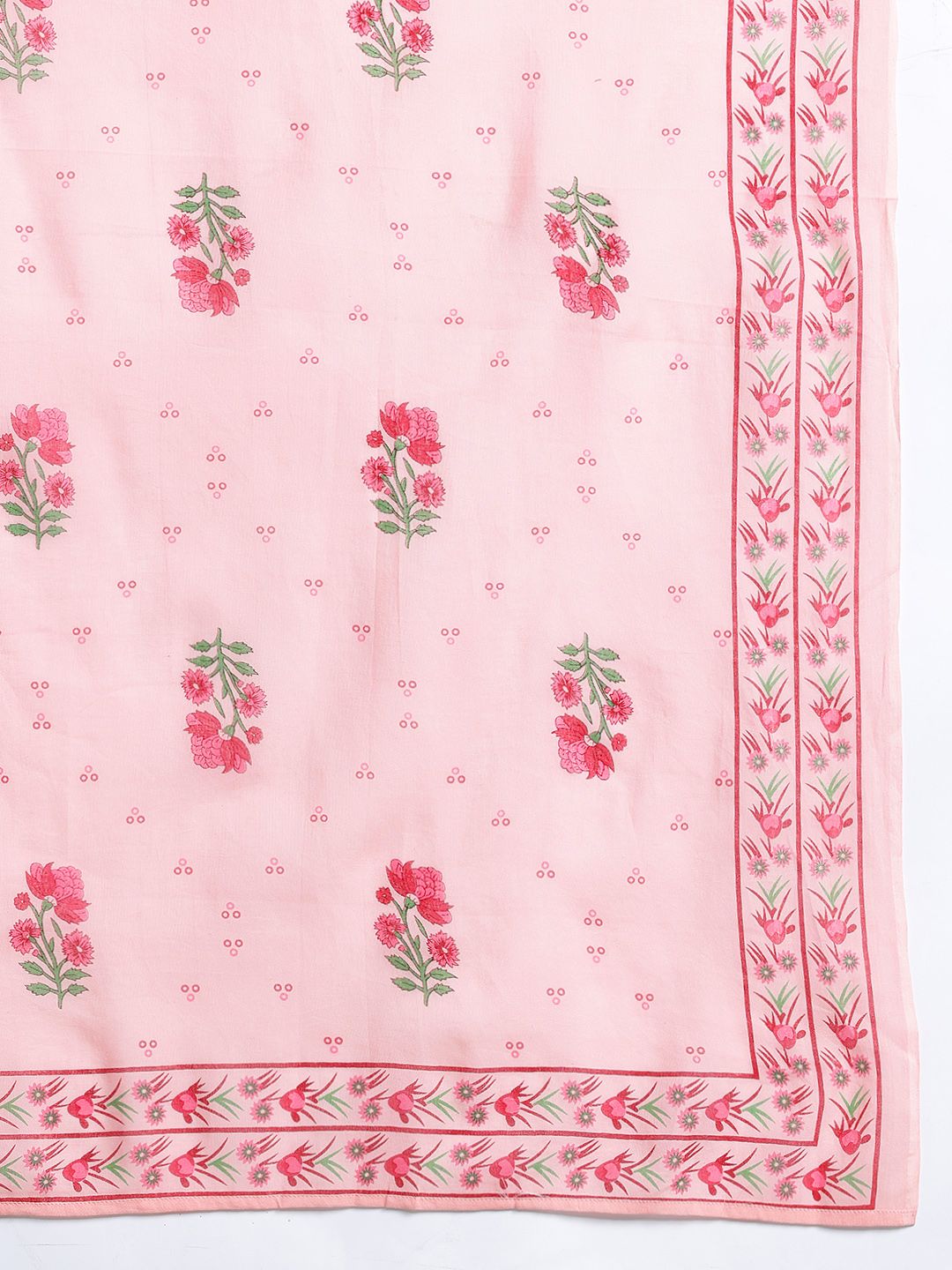 Floral Printed Beads & Stones Pure Cotton Kurta With Trousers & Dupatta