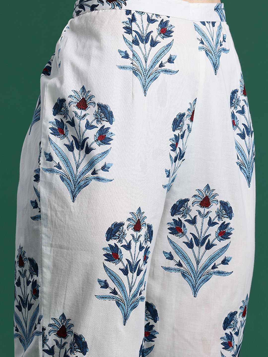 Floral Printed Pure Cotton Kurta with Trousers