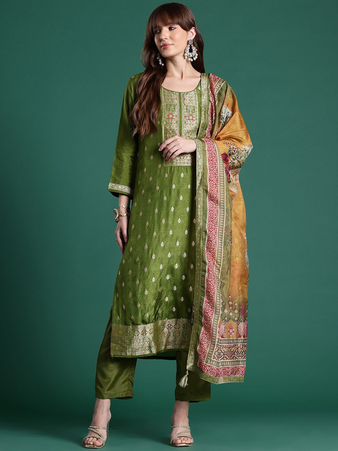 Dhiyona IE Ethnic Motifs Kurta with Trousers & Dupatta
