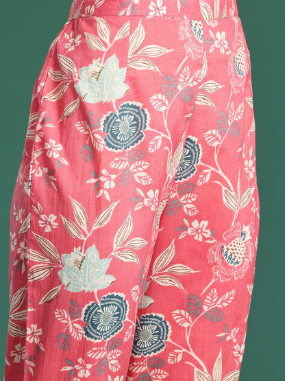 Dhiyona IE Floral Printed Pure Cotton Kurta with Trousers