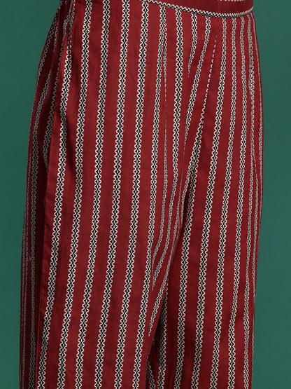 Dhiyona IE Ethnic Motifs Printed Pure Cotton Kurta with Trousers