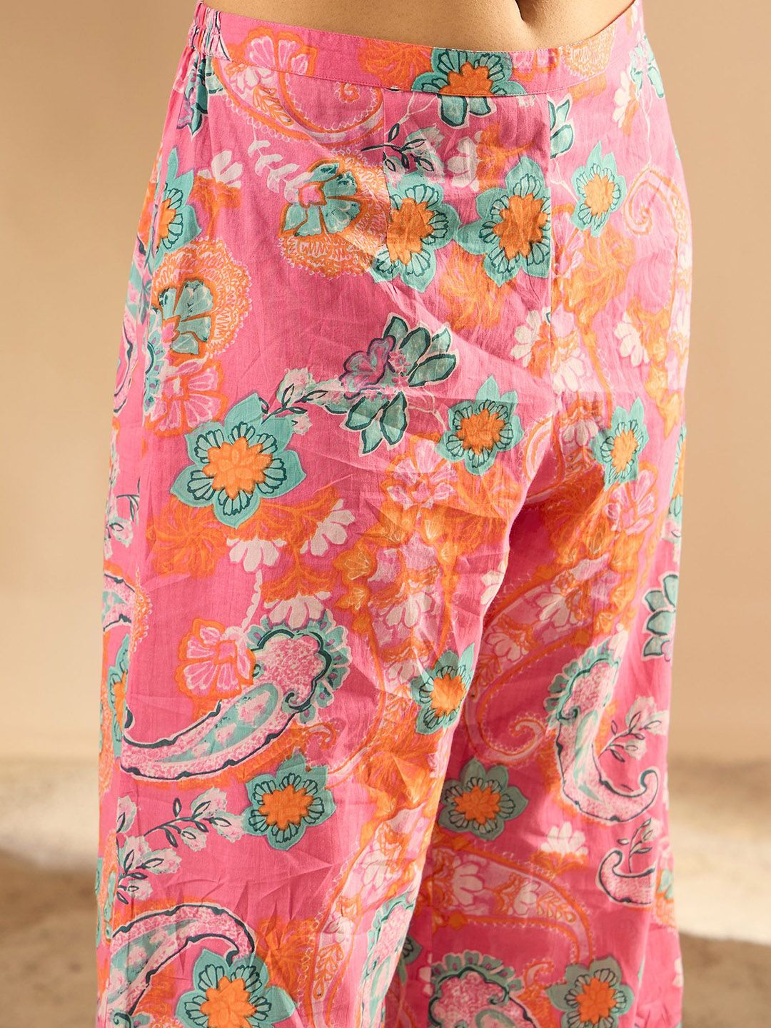 Dhiyona IE Printed Sleeveless Pure Cotton Tunic With Trouser