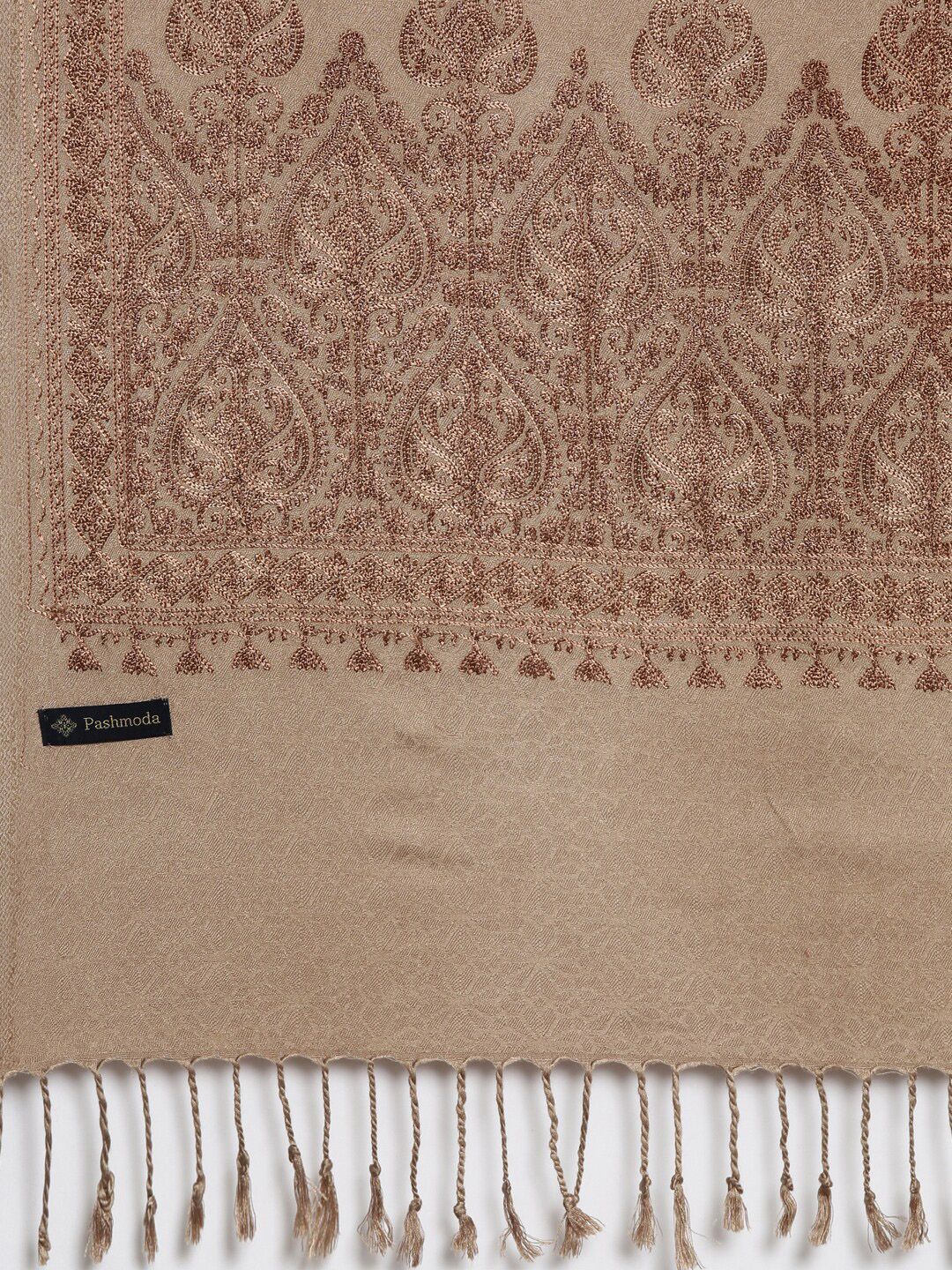 Dhiyona PA Women Beige Embroidered Shawl