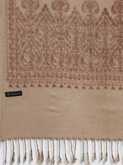 Dhiyona PA Women Beige Embroidered Shawl