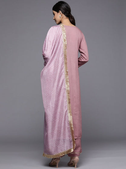 Dhiyona VA Women's Solid Yoke Design Kurta with Trousers & Dupatta