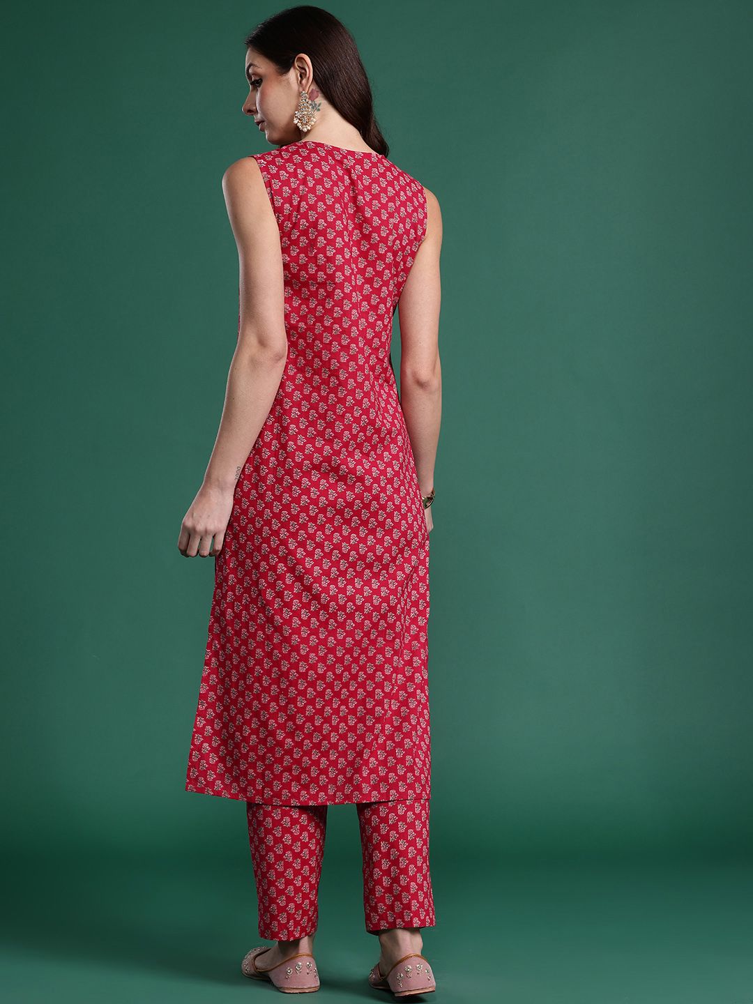 Dhiyona IE Floral Printed Regular Pure Cotton Kurta with Trousers