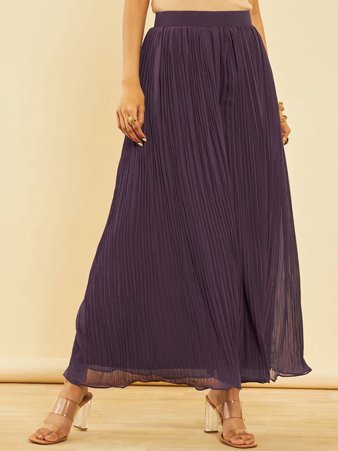 Dhiyona SO Women's Ethnic Motifs Embroidered Sequinned Georgette Kurta with Palazzos & Dupatta