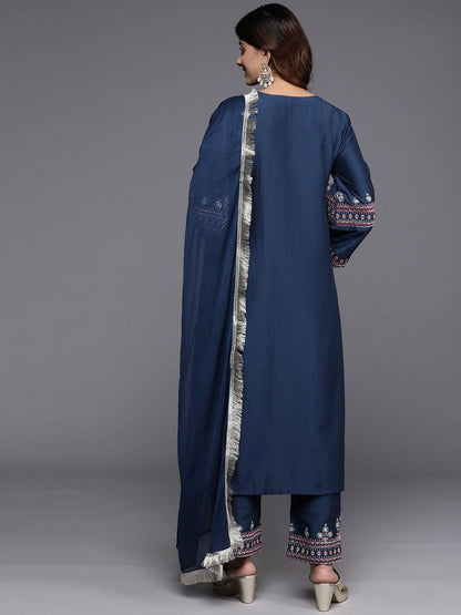 Dhiyona VA Women's Ethnic Motifs Embroidered Regular Kurta with Trousers & With Dupatta