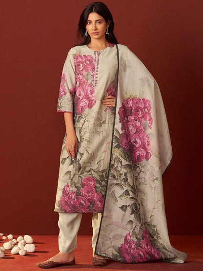 Dhiyona IE Women Floral Printed Kurta with Trousers & Dupatta