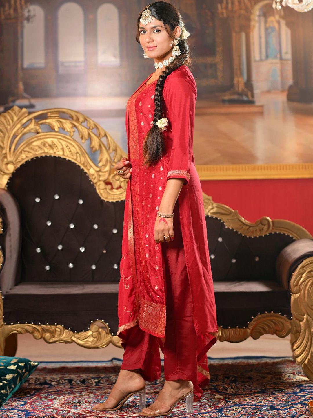 Women Regular Kurta with Trousers & With Dupatta