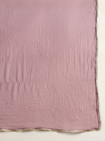 Floral Embroidered Embellished Straight Kurta with Trouser And Dupatta