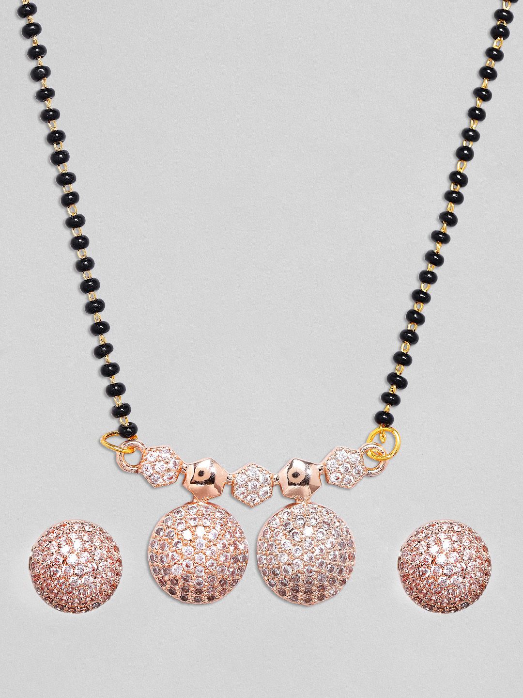 Dhiyona RJ Women's 24K Gold-Plated Stone-Studded & Beaded Mangalsutra With Earrings