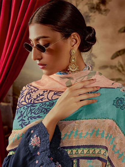 Women Floral Embroidered Regular Thread Work Silk Kurta Trousers With Dupatta