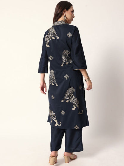 Dhiyona IS Women's Women Ethnic Motifs Printed Regular Kurta & Trousers