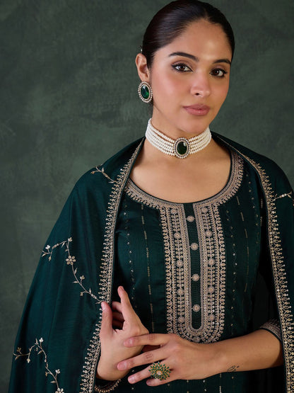 Women Ethnic Motifs Regular Sequinned Kurta with Trousers & With Dupatta