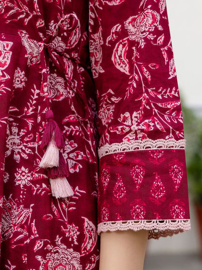 Women Ethnic Motifs Printed Pure Cotton Kurta with Trousers & With Dupatta