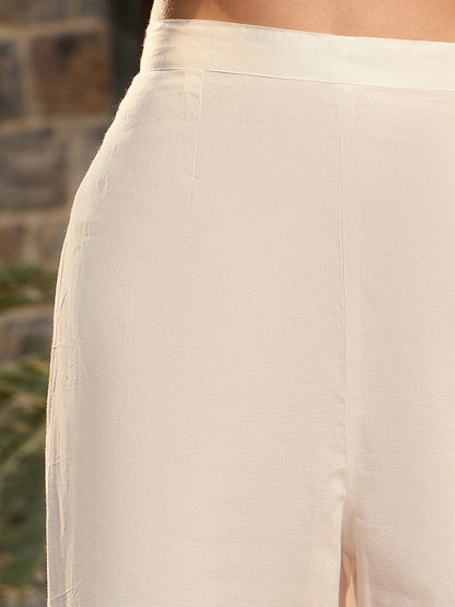 Notch Neck Floral Embroidered Regular Thread Work Straight Kurta Set