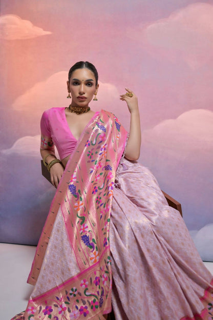 Women Paithani Vani Purple Saree With Unstiched Blouse