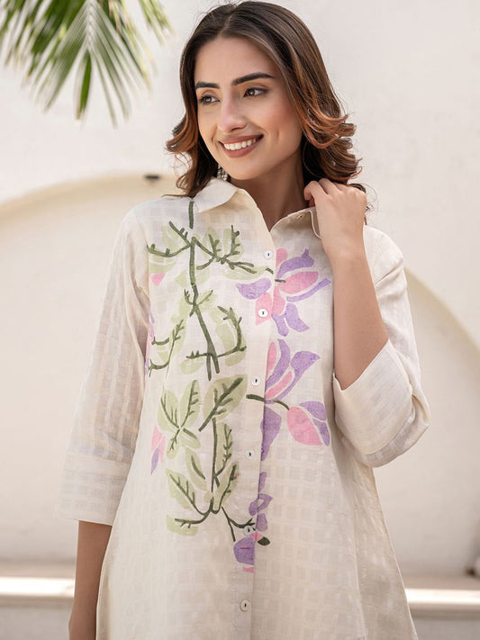 Dhiyona IE Printed Pure Cotton Tunic & Trousers Co-ords