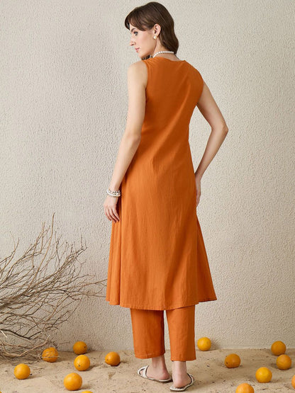 Dhiyona IE Embroidered V-Neck Pure Cotton Tunic With Trouser