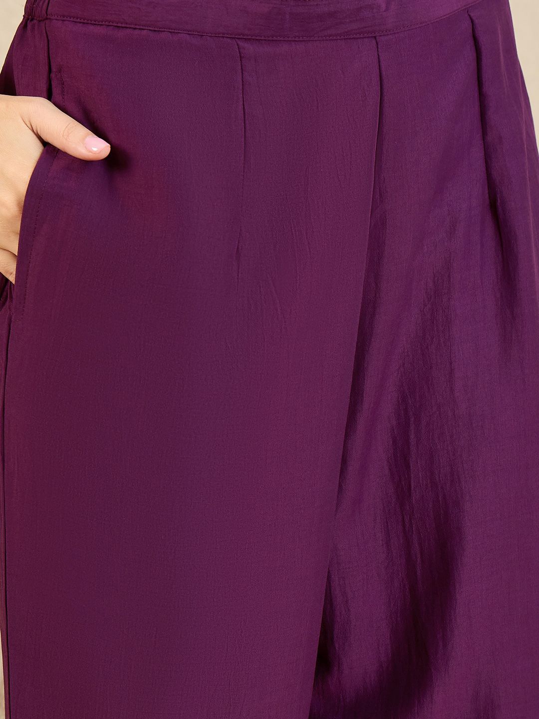 Embroidered Panelled Sequinned A-Line Kurta with Trousers