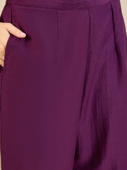 Embroidered Panelled Sequinned A-Line Kurta with Trousers