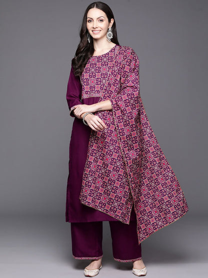 Women Yoke Design Regular Gotta Patti Kurta with Palazzos & With Dupatta