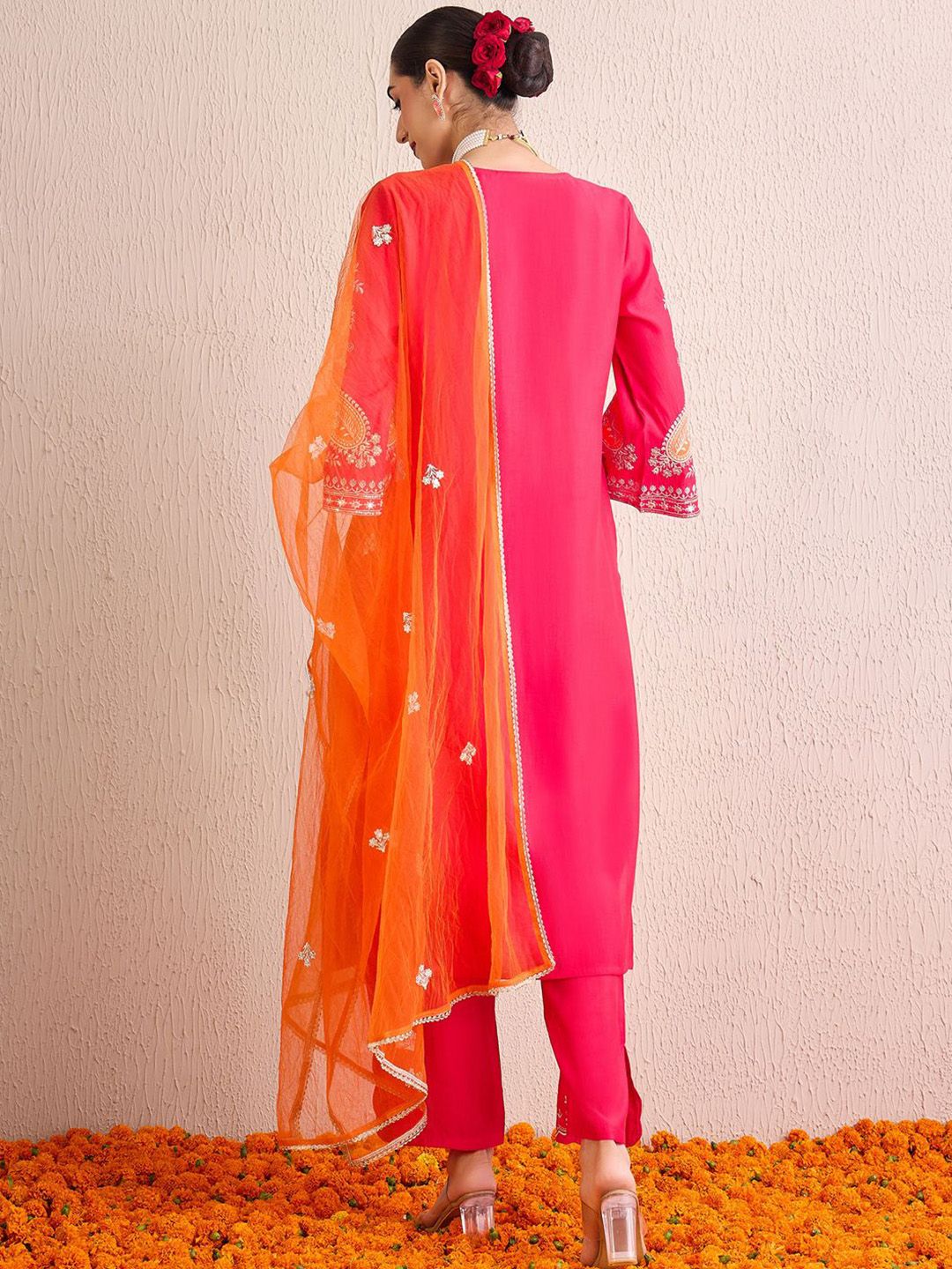 Women Ethnic Motifs Embroidered Regular Kurta with Trousers & With Dupatta